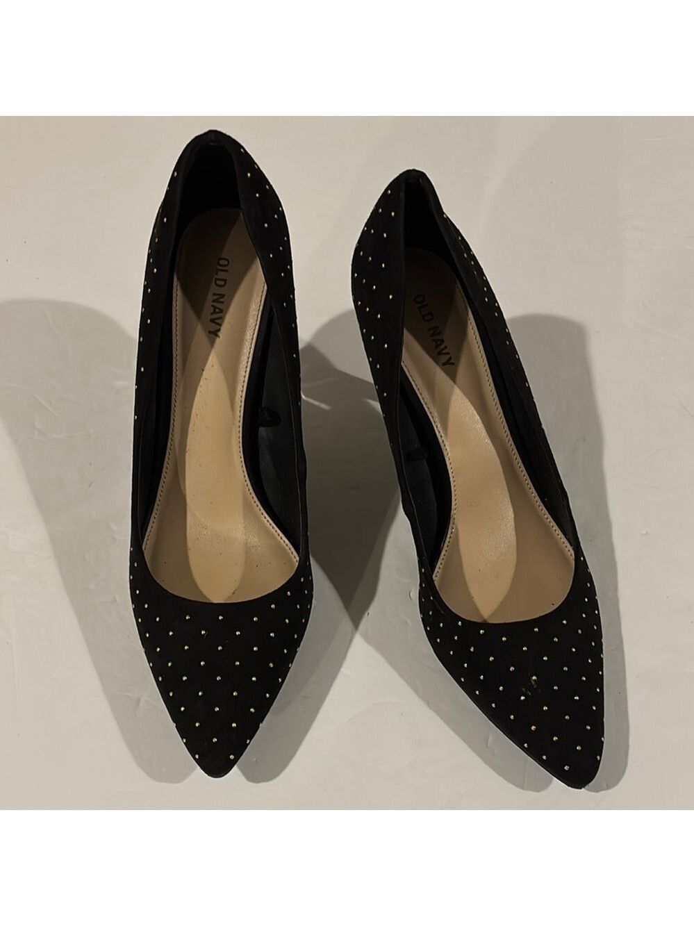 Old Navy Black Jack Faux Suede Studded Heels - Size 9